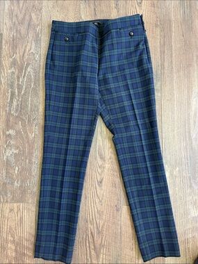 J. Crew Blue and Green Plaid Cropped Pants